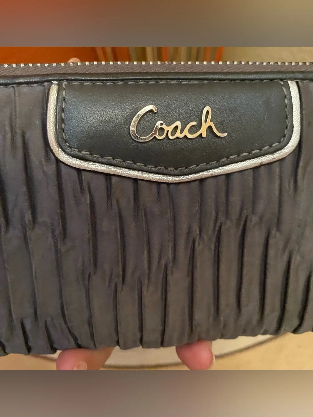 Coach - EUC - Ashley Gathered Satin Zip Around Accordion Wallet - Picture 2 of 10